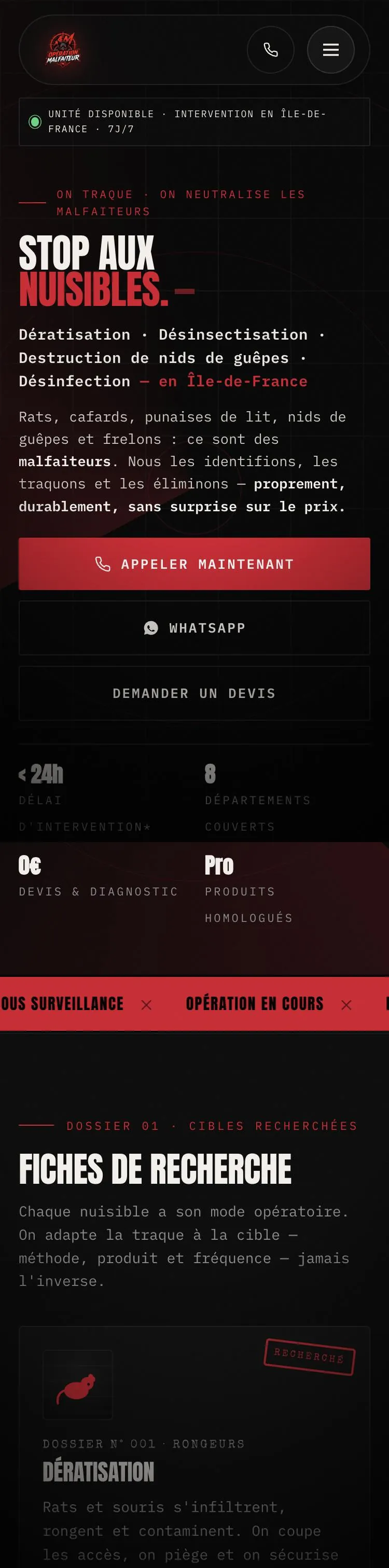 Aperçu du site AM Opération Malfaiteur